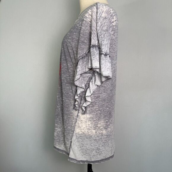 UGA Game Day Couture Women't Short Sleeve T-Shirt, Size XL, Ruffles, Gray & Red - Picture 6 of 14